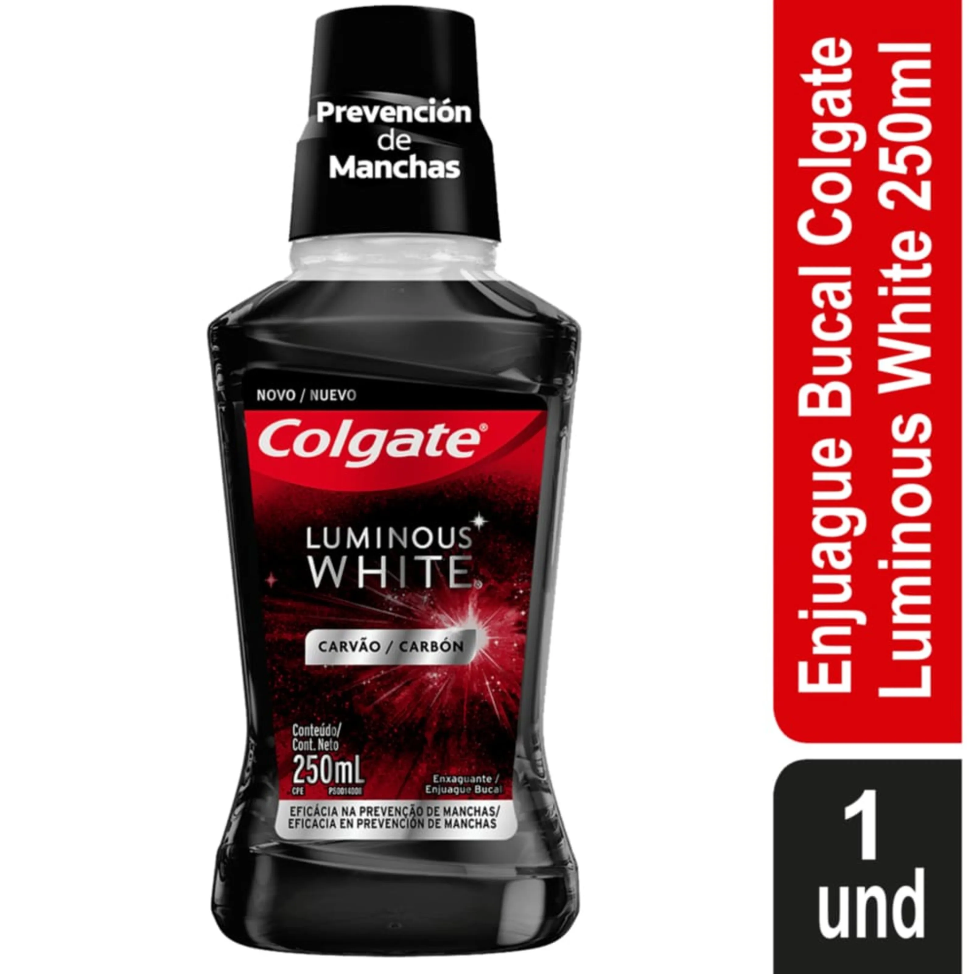 Enjuague Bucal Plax Luminous White Charcoal 250 Ml